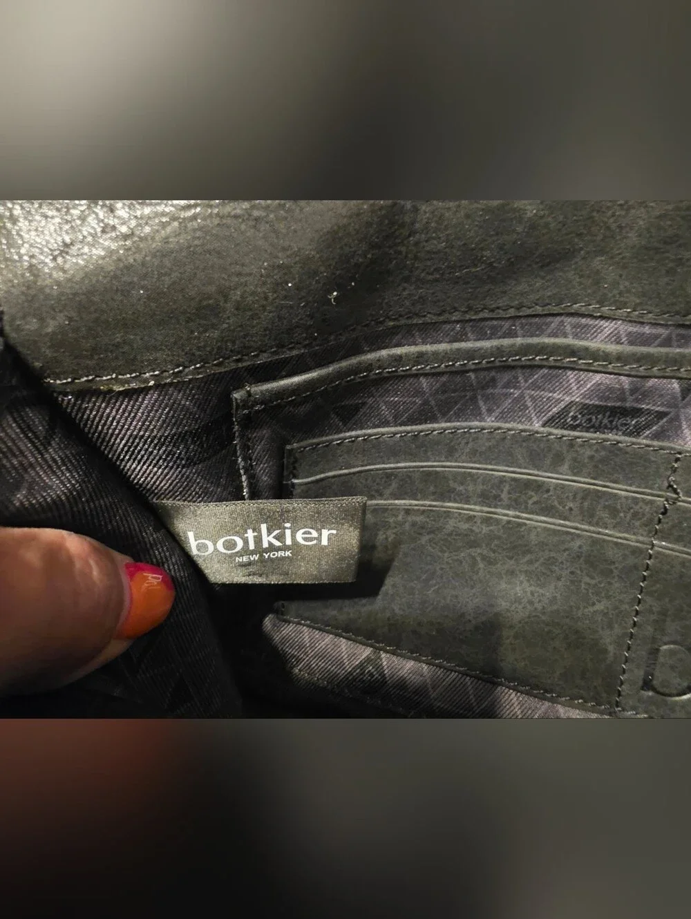Botkier New York Black Leather Envelope Wristlet Clutch Wallet Black
